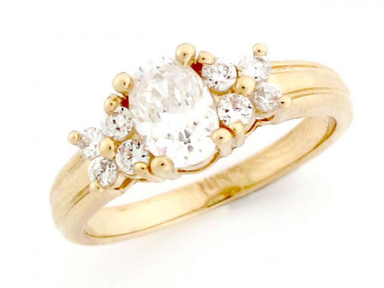 10k Solid Yellow Gold Oval CZ Promise Ring