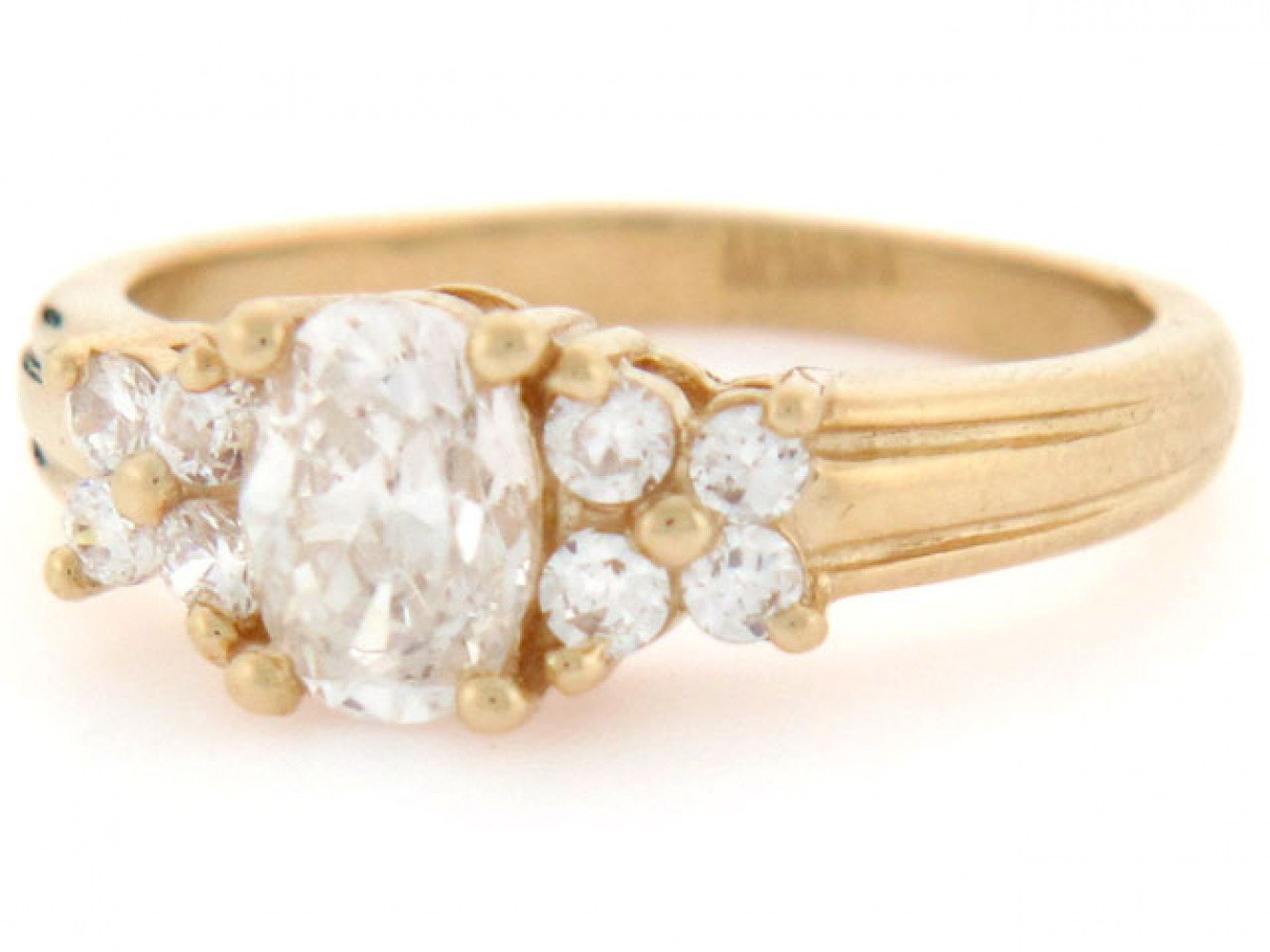 10k Solid Yellow Gold Oval CZ Promise Ring