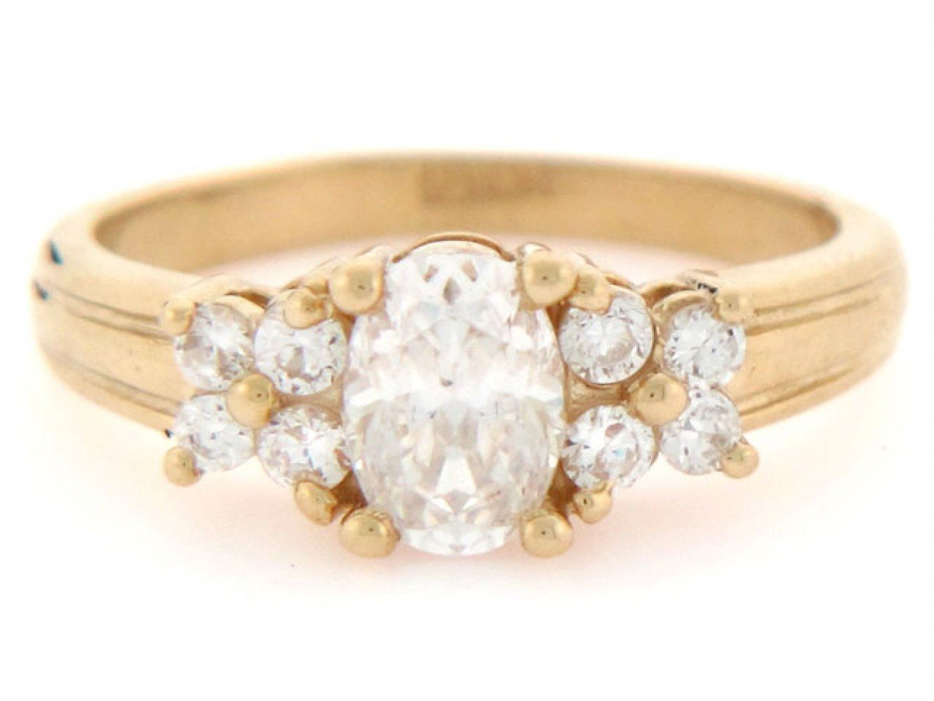 10k Solid Yellow Gold Oval CZ Promise Ring