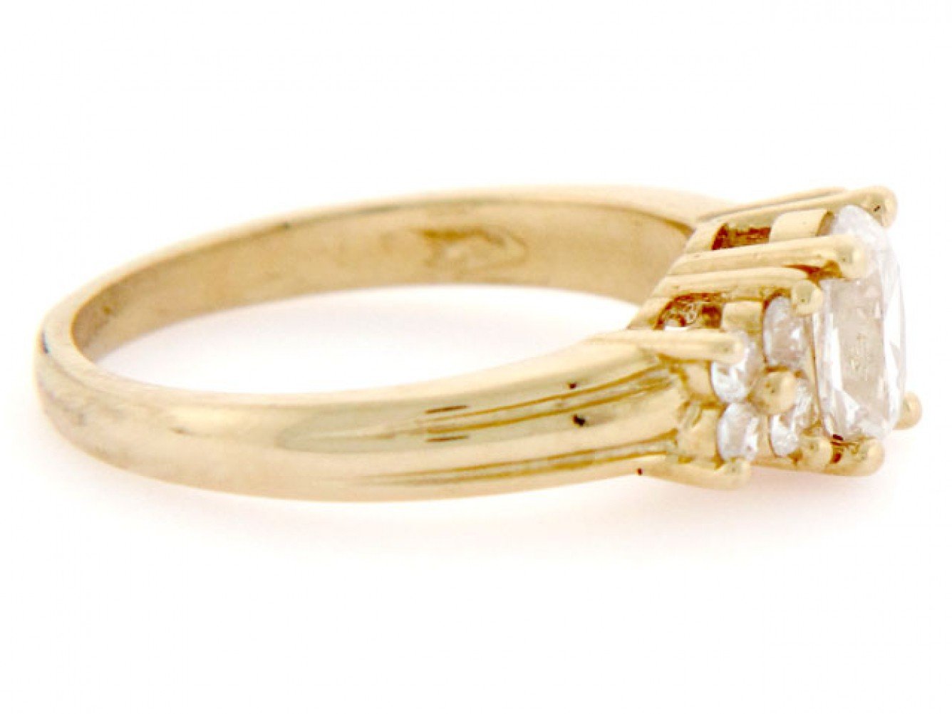 10k Solid Yellow Gold Oval CZ Promise Ring