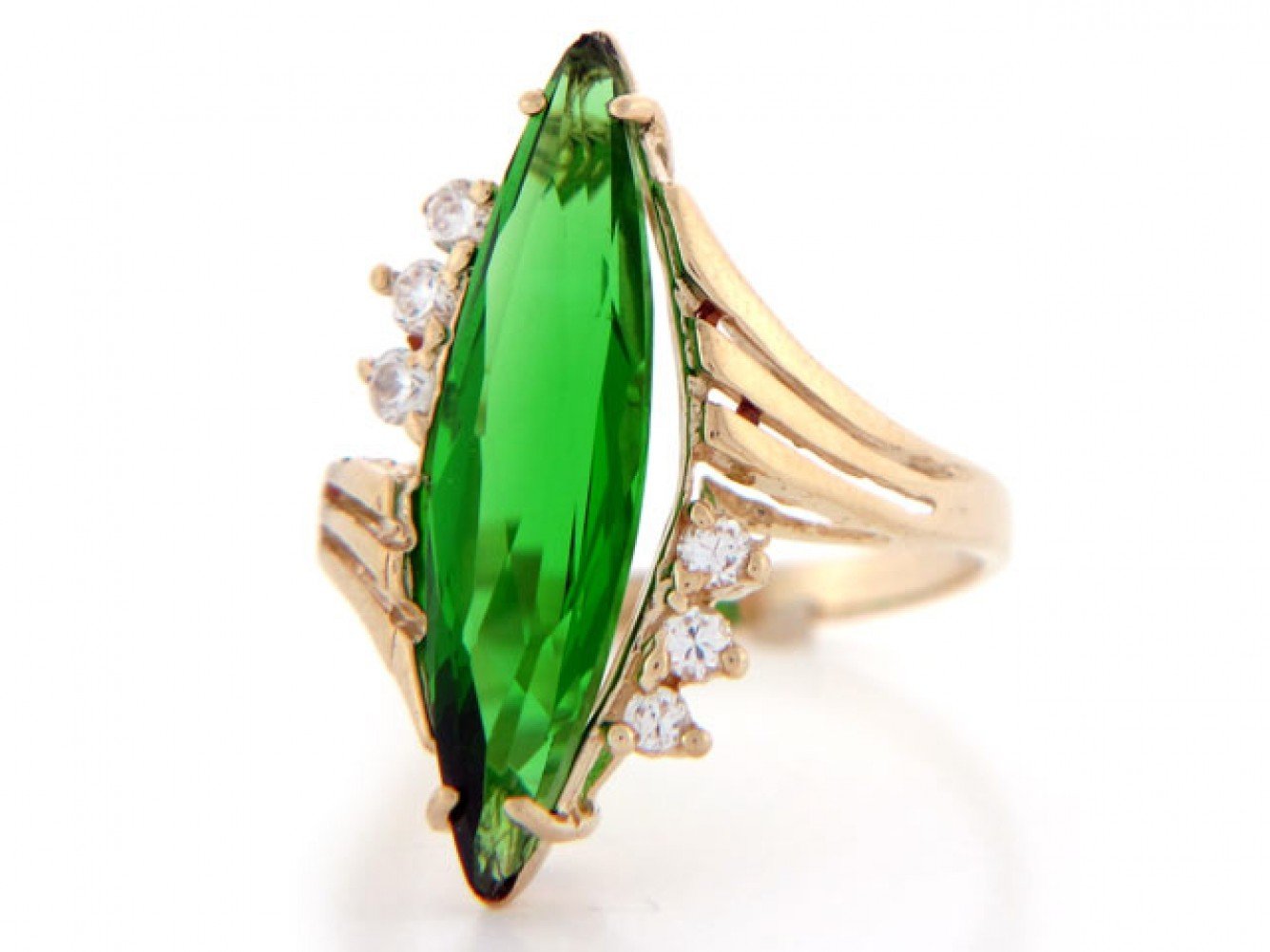 10k Solid Gold Simulated Emerald May Birthstone CZ Ring