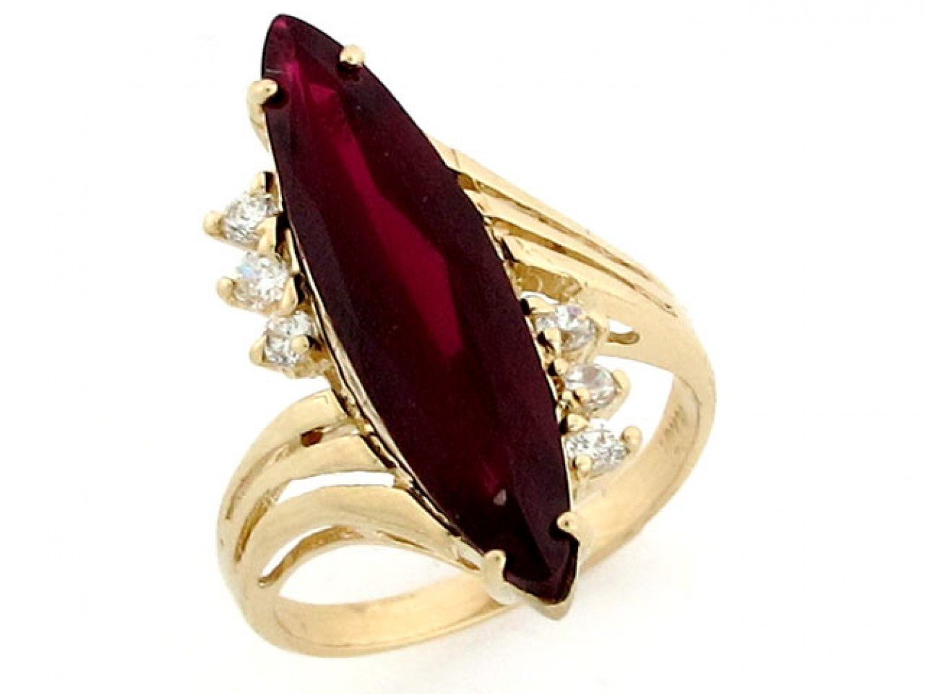 10k Gold Simulated Garnet January Birthstone CZ Ring