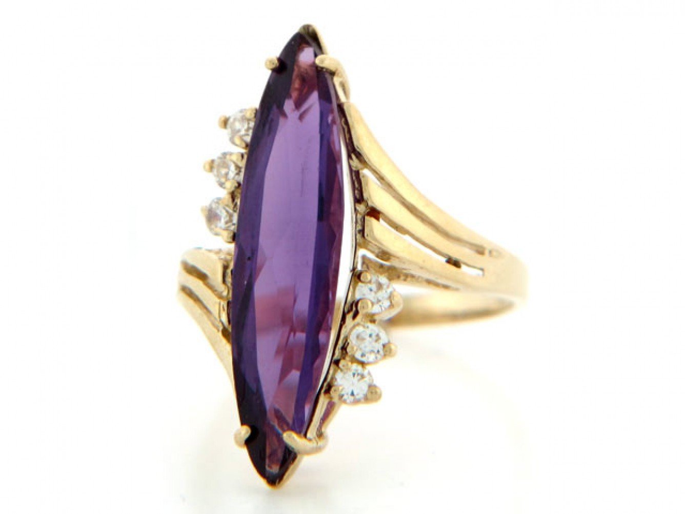 10k Gold Simulated Alexandrite June Birthstone CZ Ring