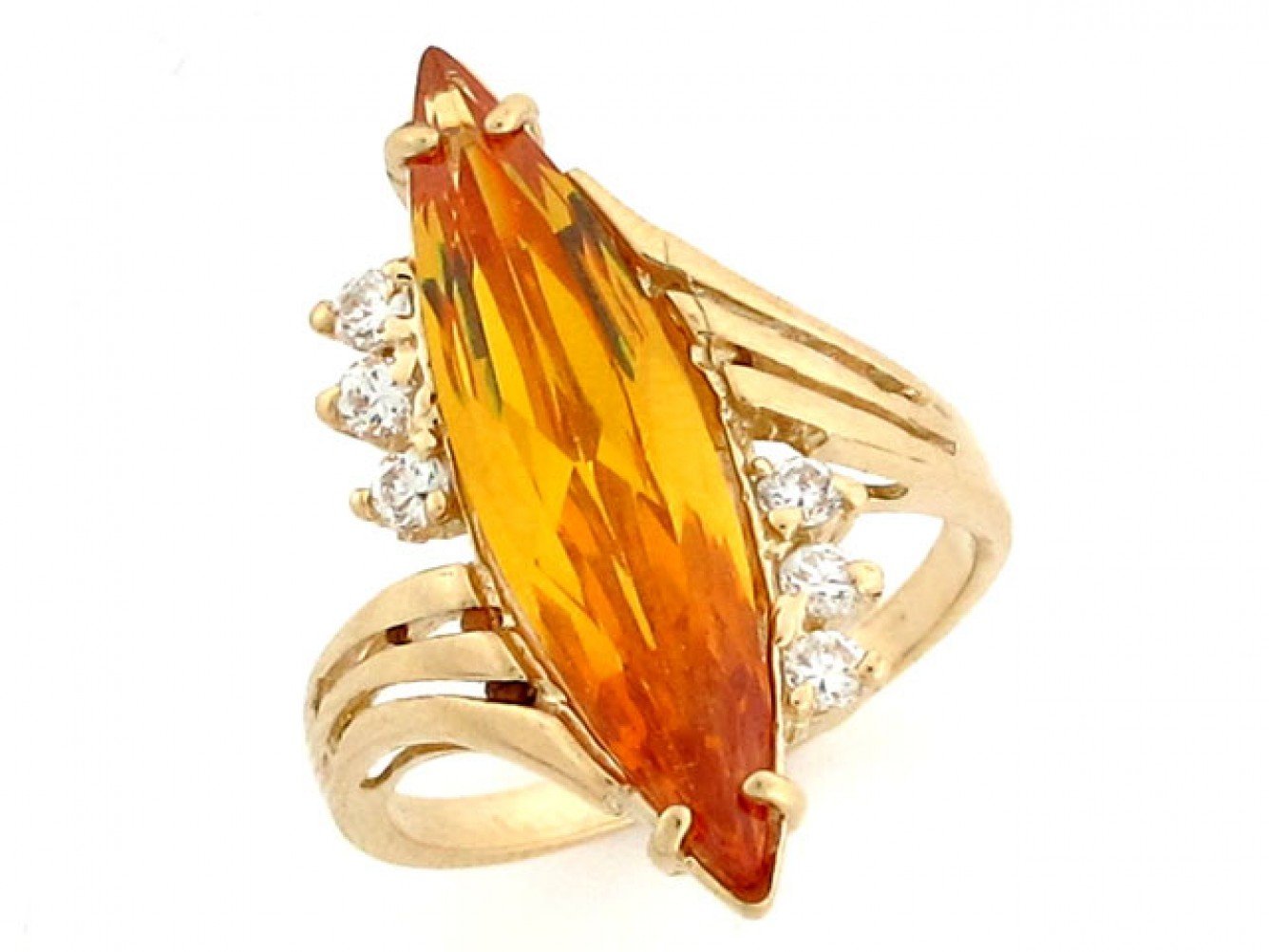 10k Gold Simulated Citrine November Birthstone CZ Ring