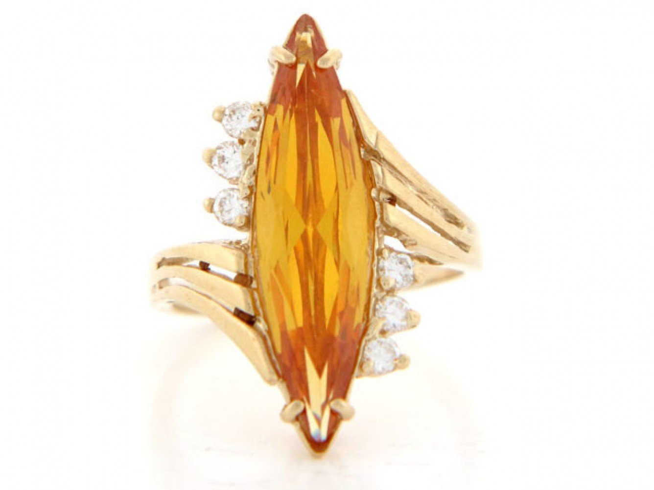 10k Gold Simulated Citrine November Birthstone CZ Ring