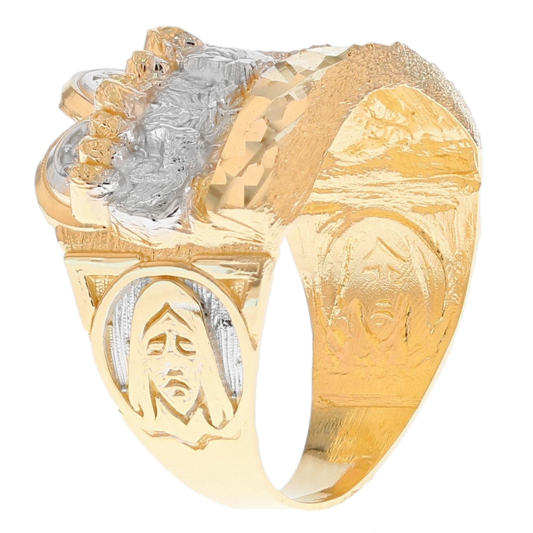 10k Two Tone Gold Last Supper Jesus Religious Mens Ring