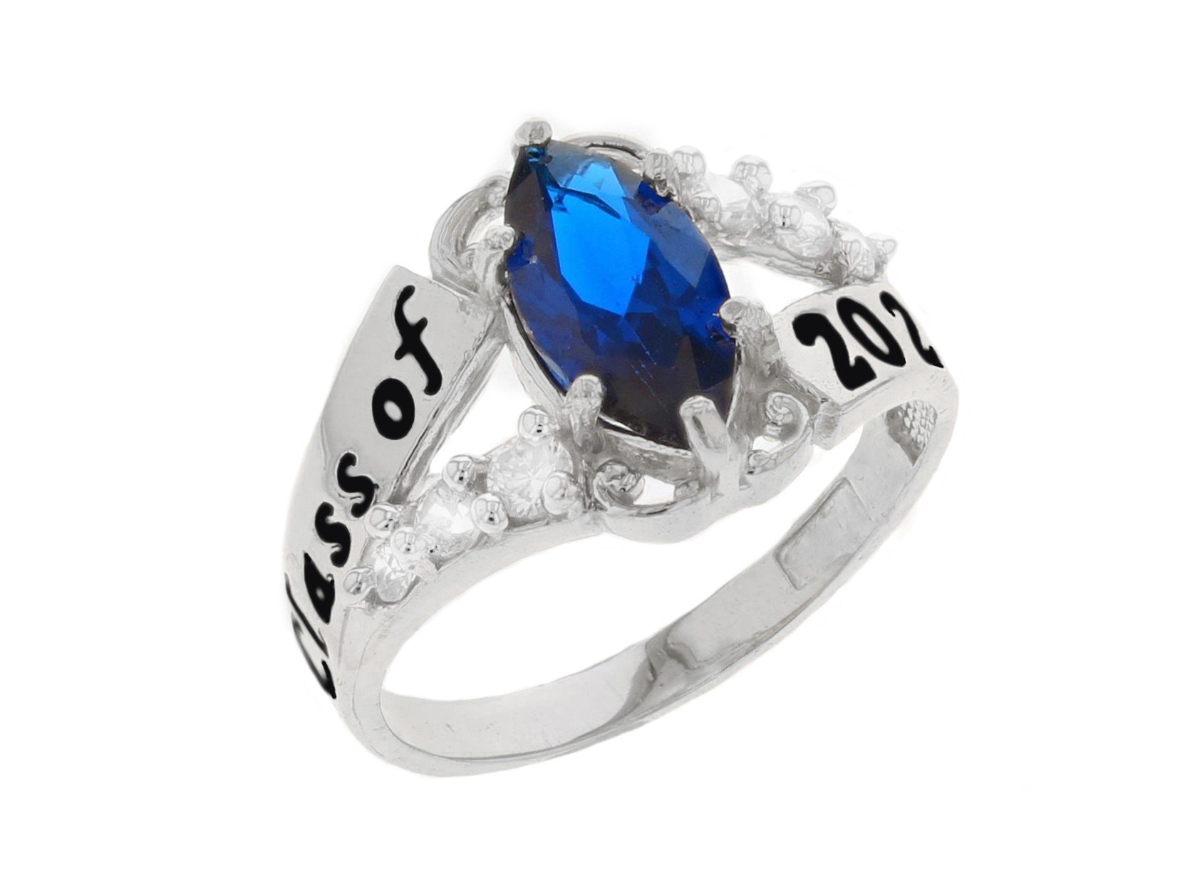 10k Gold Simulated Sapphire September Birthstone 2023 Class Graduation Ring