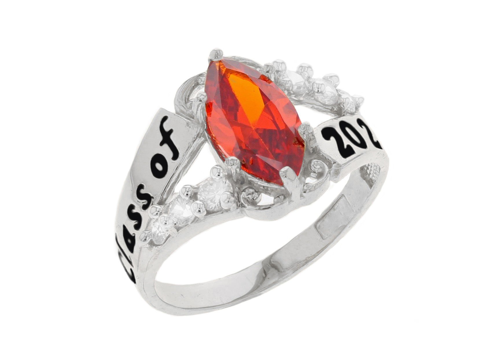 10k Gold Simulated Garnet January Birthstone 2023 Class Graduation Ring