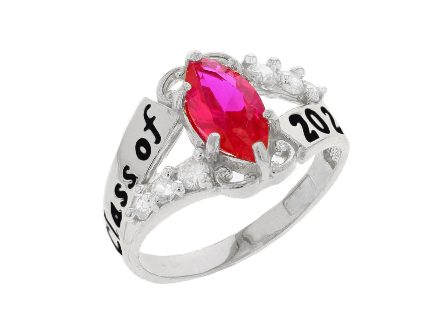 14k Gold Simulated July Birthstone 2020 Class Graduation Ring(JL#