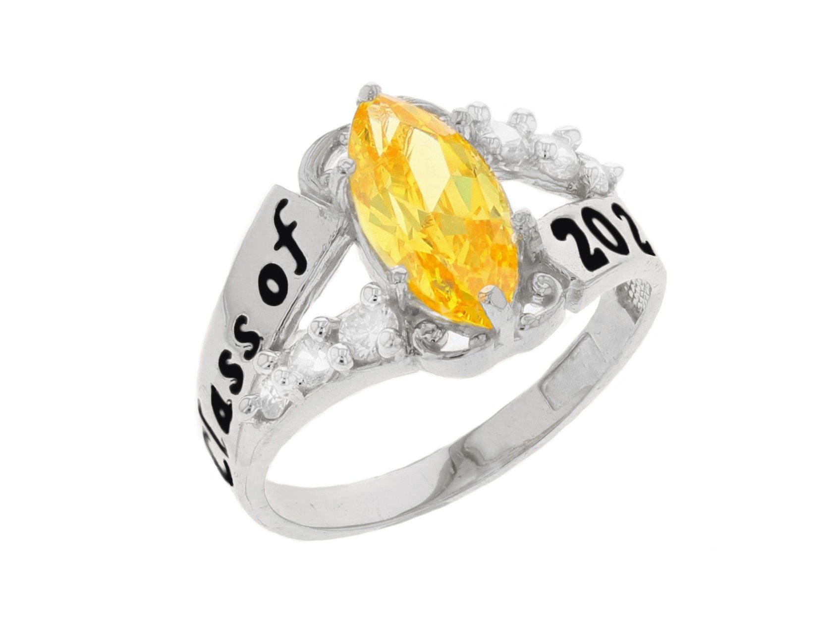 10k Gold Simulated Citrine November Birthstone 2023 Class Graduation Ring