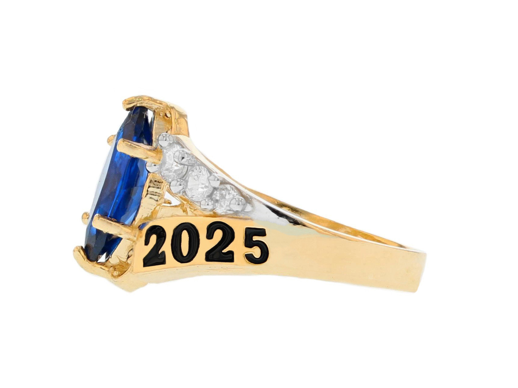 10k Gold Simulated Sapphire September Birthstone 2023 Class Graduation Ring