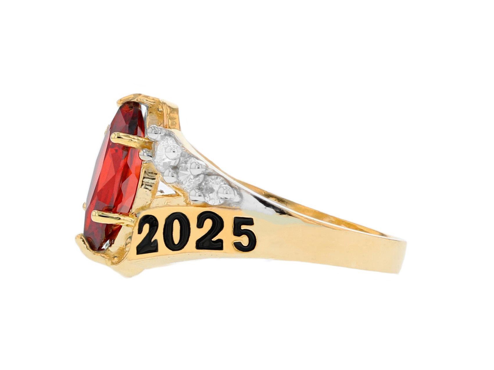 10k Gold Simulated Garnet January Birthstone 2023 Class Graduation Ring