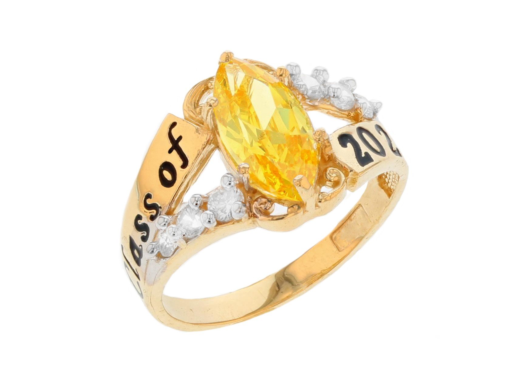 10k Gold Simulated Citrine November Birthstone 2023 Class Graduation Ring