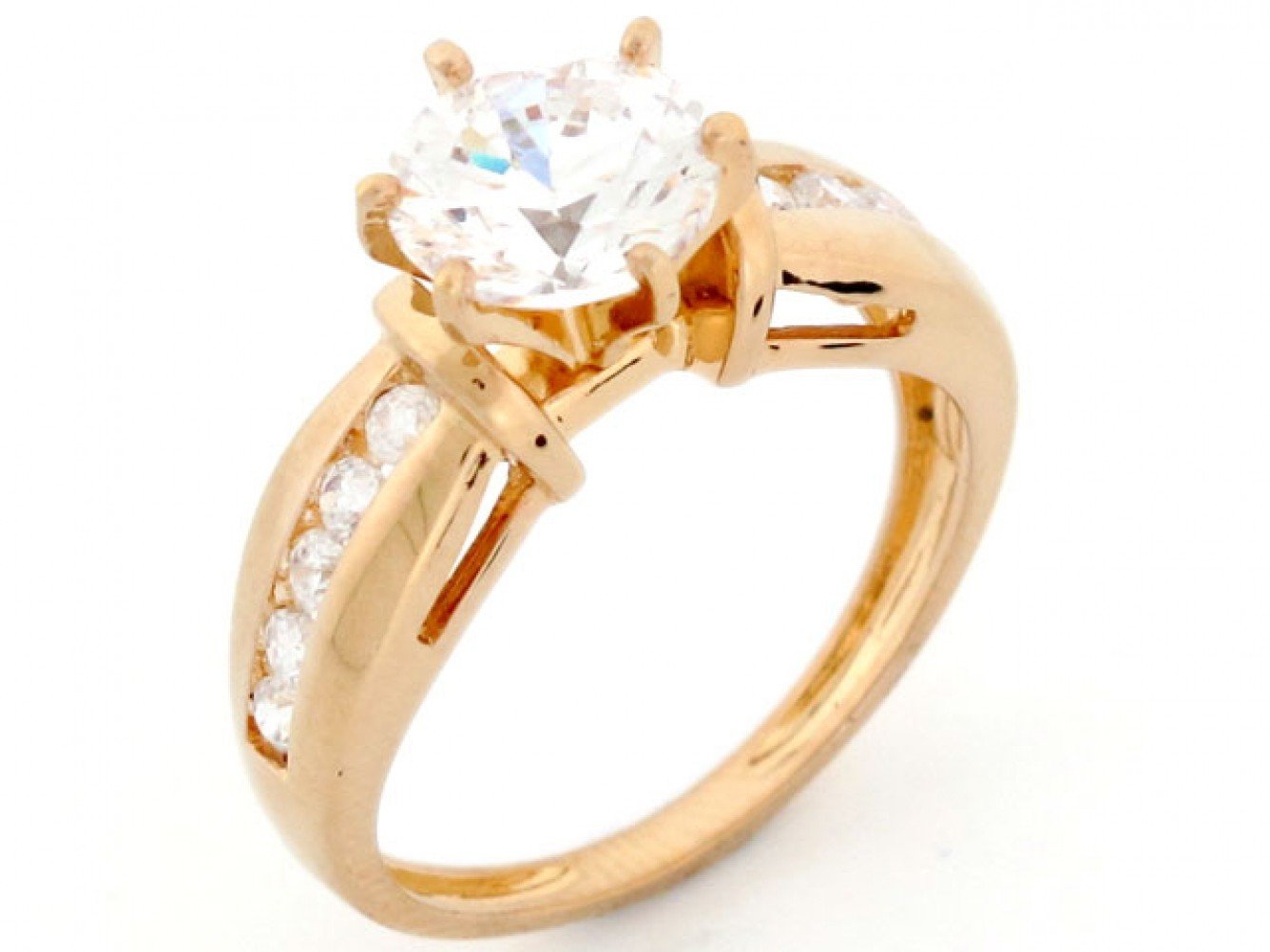 10k Gold sparkling cz solitaire fancy engagement Ring