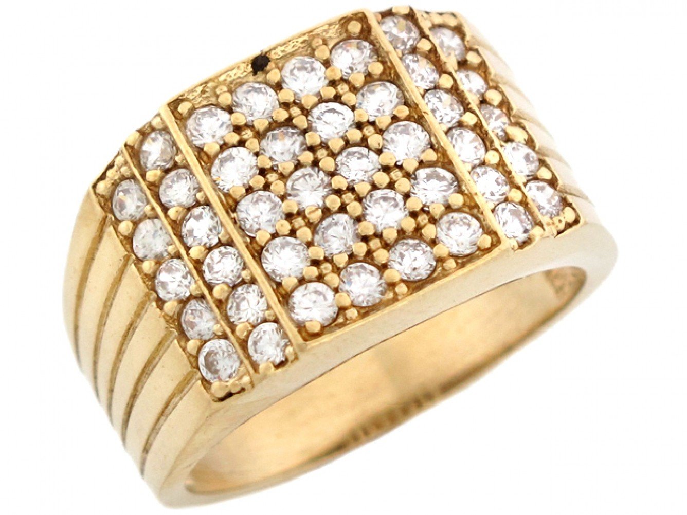 10k Gold 8 Row CZ Cluster High Polish Fancy Mens Ring