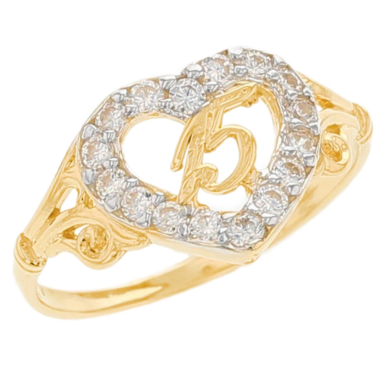 10k or 14k Gold Simulated Aqua and CZ 15 Anos Quinceanera March Birthstone Ring 10k or 14k Gold Simulated Aqua and CZ 15 Anos Quinceanera March Birthstone Ring