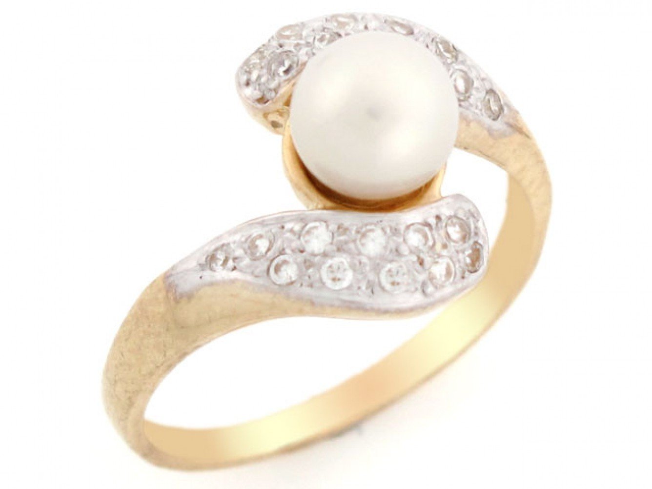 10k Solid Yellow Gold CZ Freshwater Cultured Pearl Perfect for Day & Evening Ring Jewelry