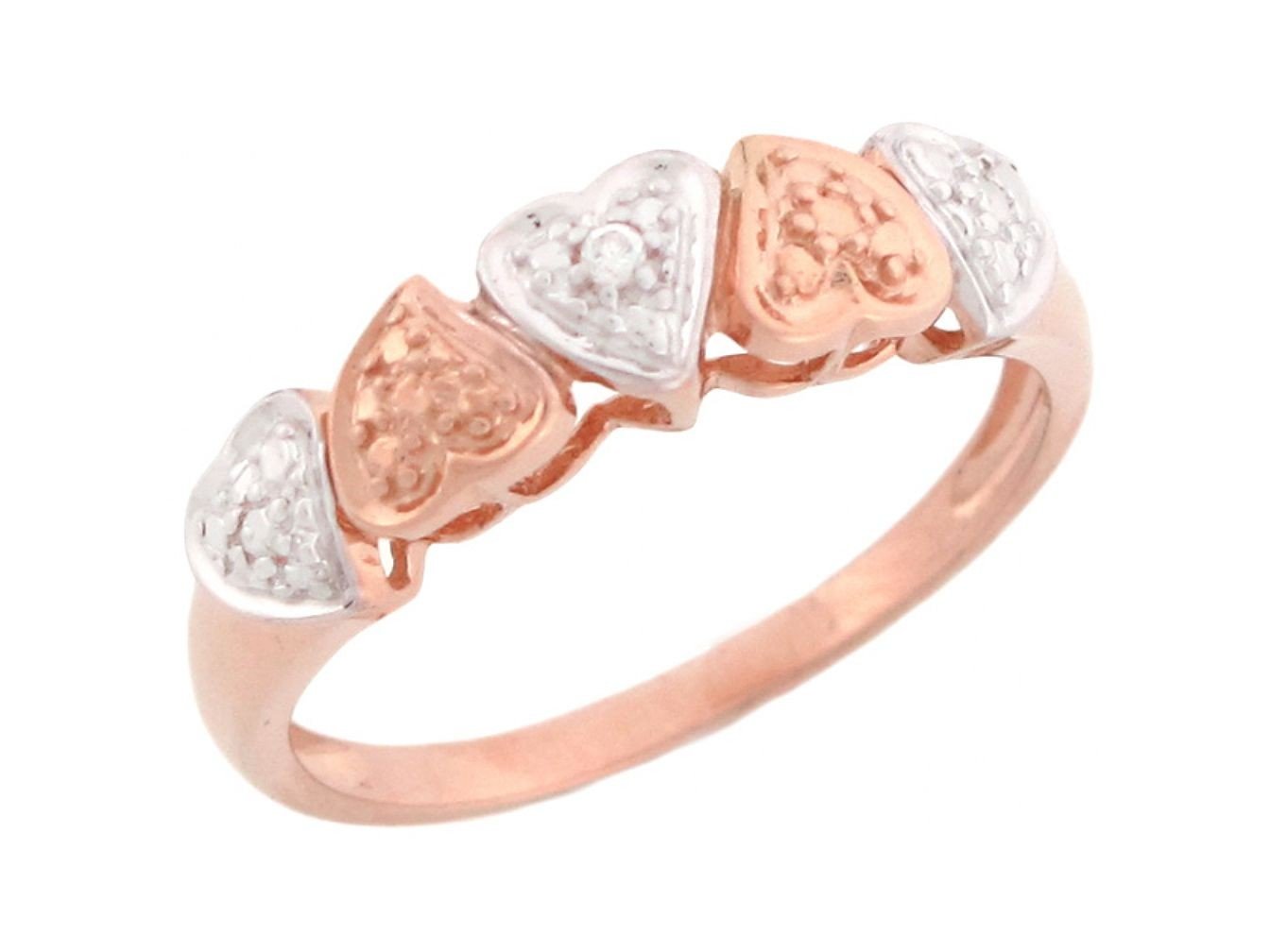 10k Rose Gold Beautiful Hearts Promise Ring with Diamonds