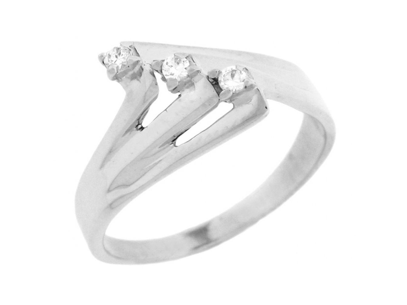 10k White Gold Unique Design Promise Ring with Round Diamonds