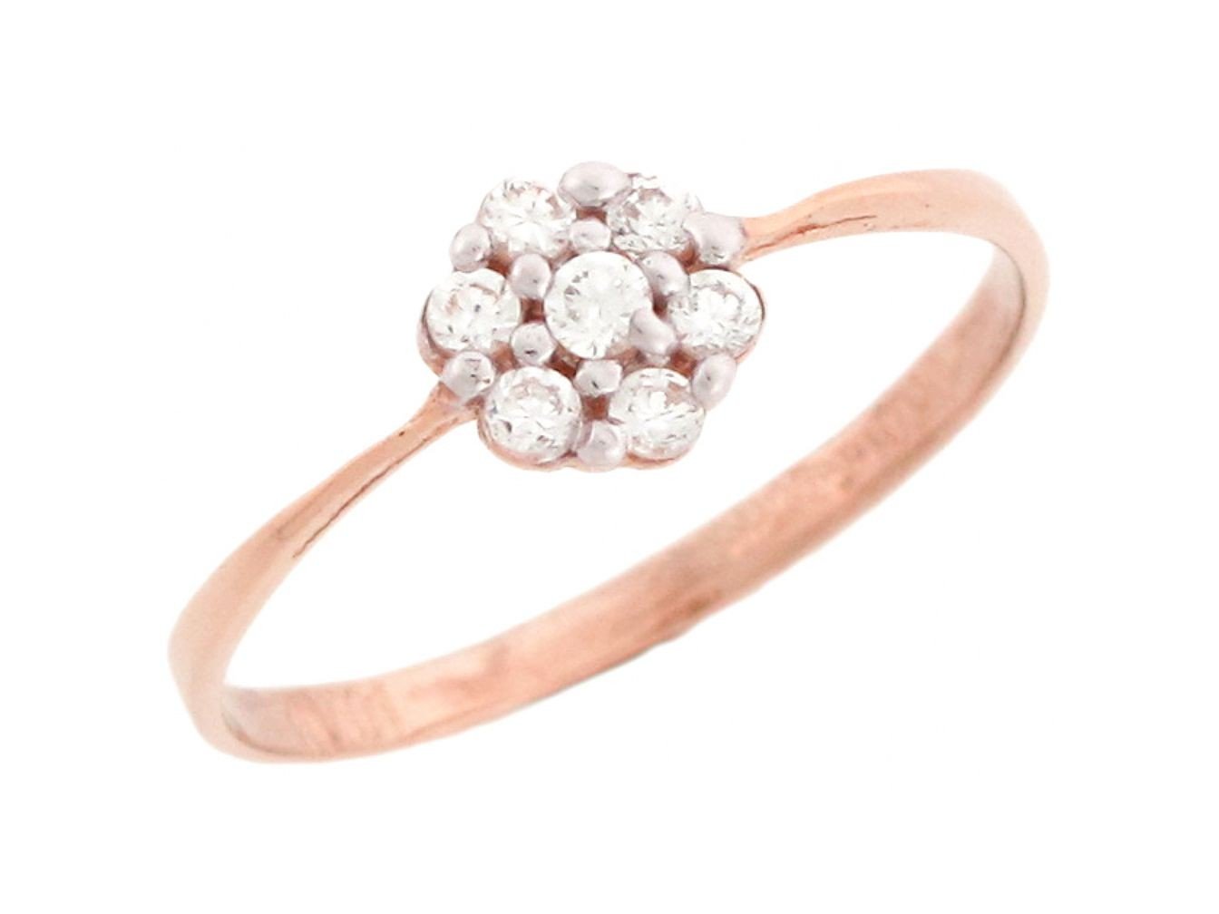 10k Rose Gold Fancy Cluster Round Cut Diamonds Promise Ring