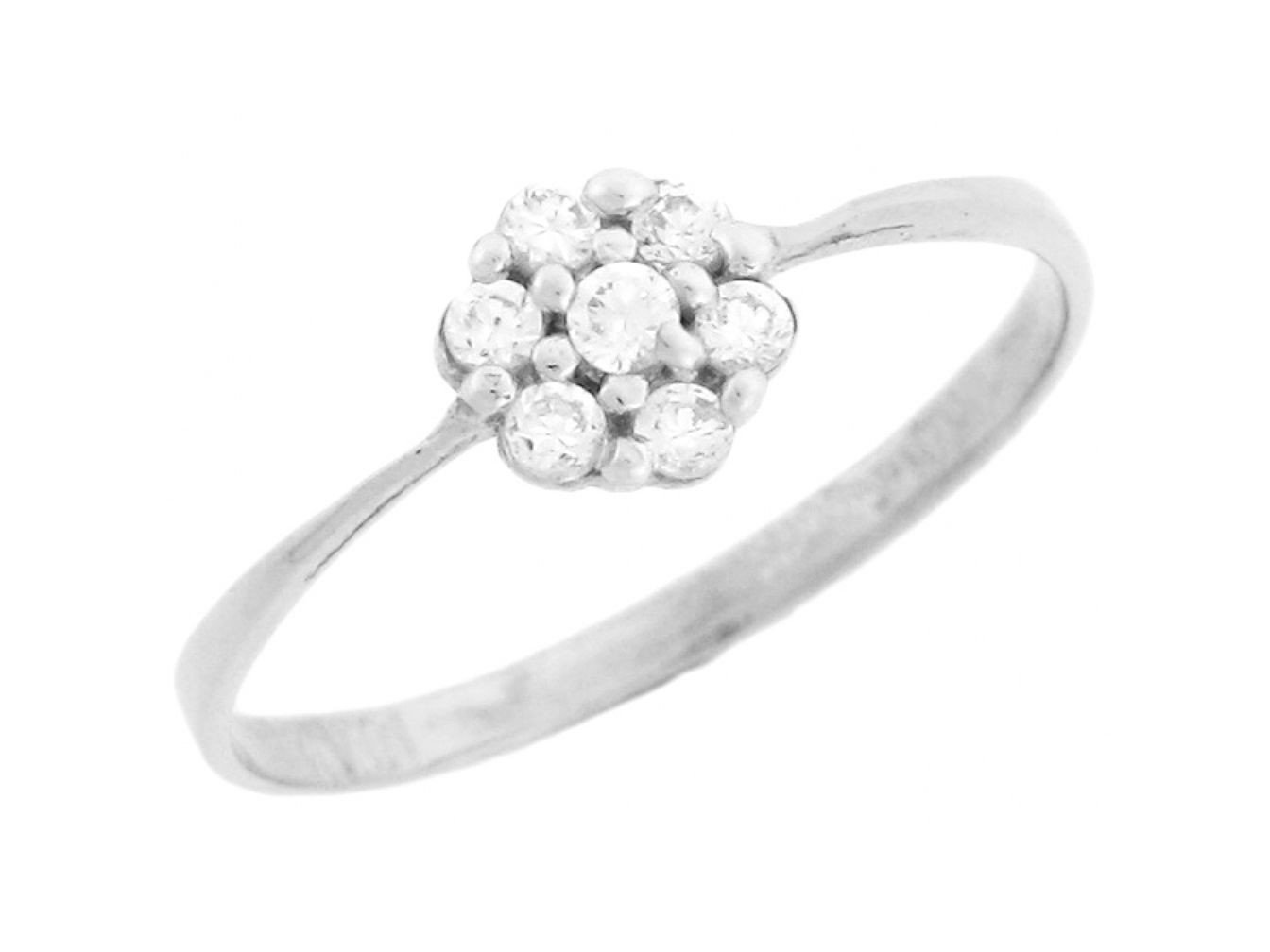 10k White Gold Fancy Cluster Round Cut Diamonds Promise Ring