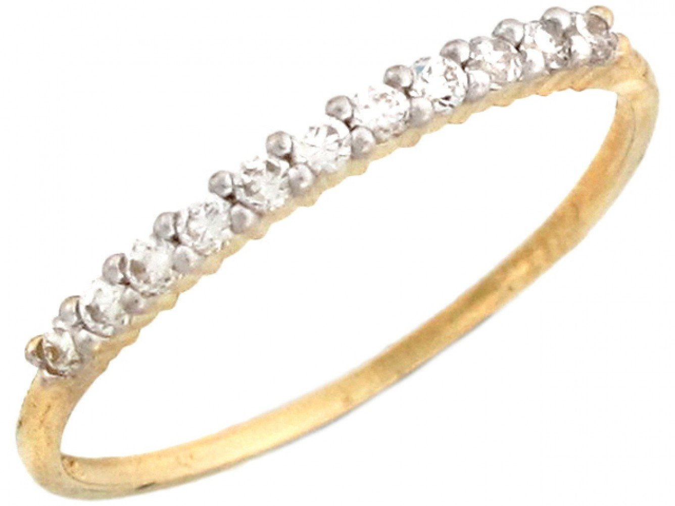 10k Yellow Gold Pretty Single Row Round Cut White CZ Band