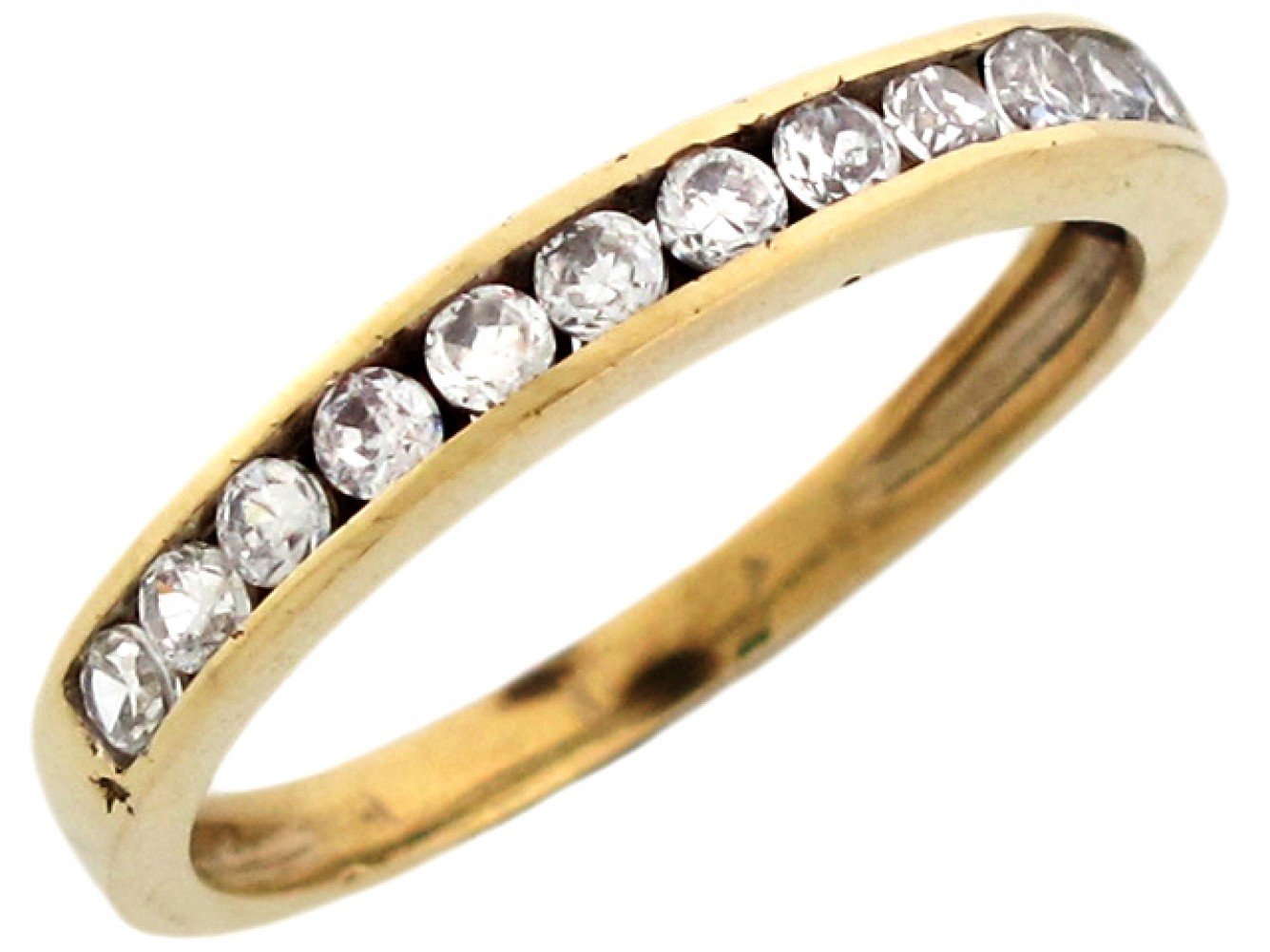 10k Yellow Gold Round Cut Channel Set CZ Mens Band