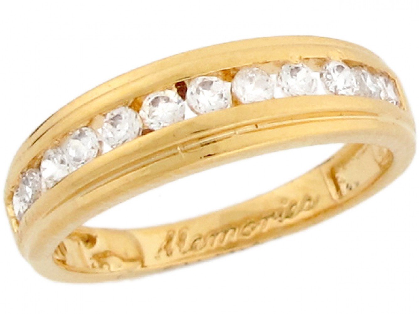 10k Yellow Gold White CZ Stylish Eternity Band Ladies Ring