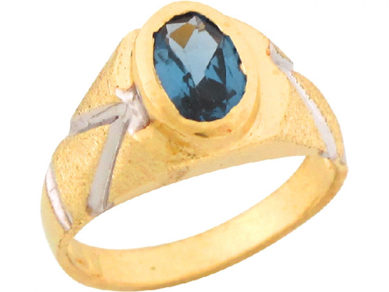 10k Two-Tone Gold Simulated Blue Zircon December Birthstone Baby Ring