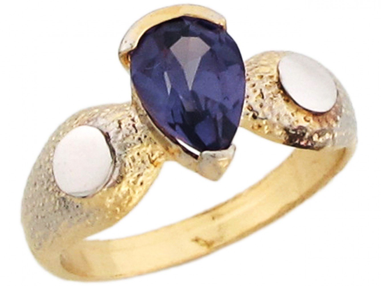 10k Two Toned Gold Simulated Amethyst February Birthstone Baby Ring