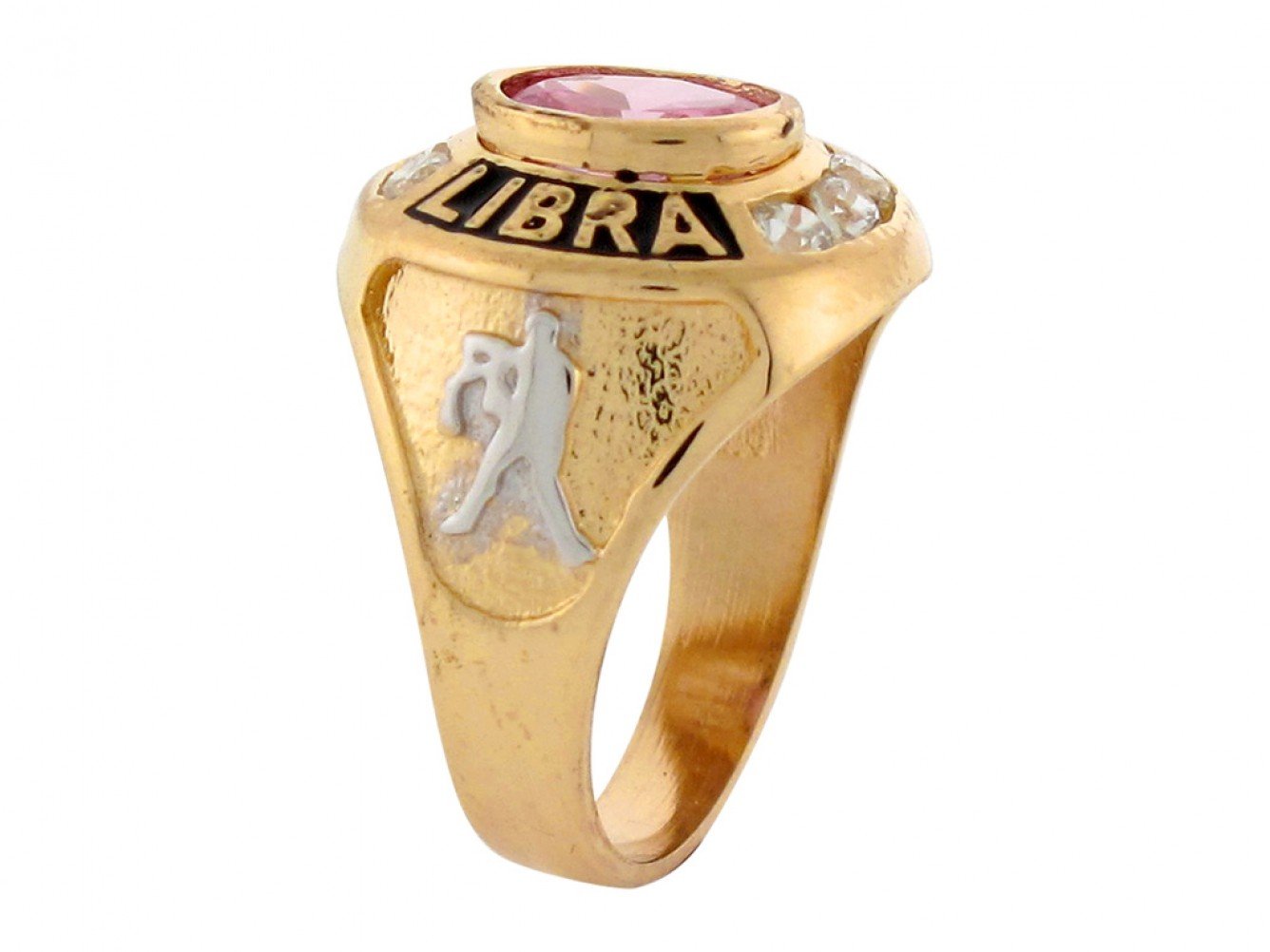 10k or 14k Gold Pink CZ Simulated October Birthstone Libra Zodiac