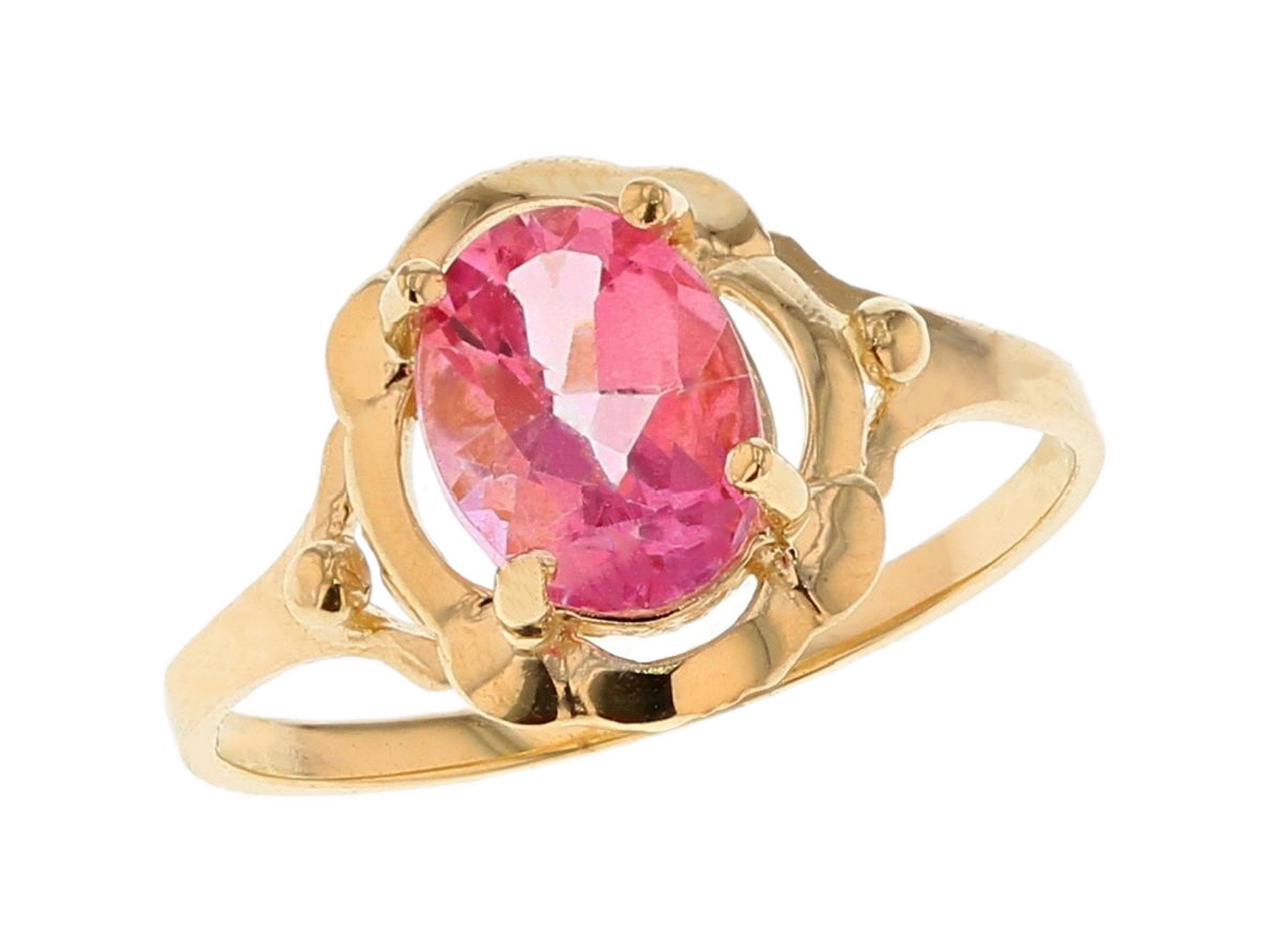 10k Yellow Gold Simulated Garnet 2ct Solitaire Antique Inspired Ring