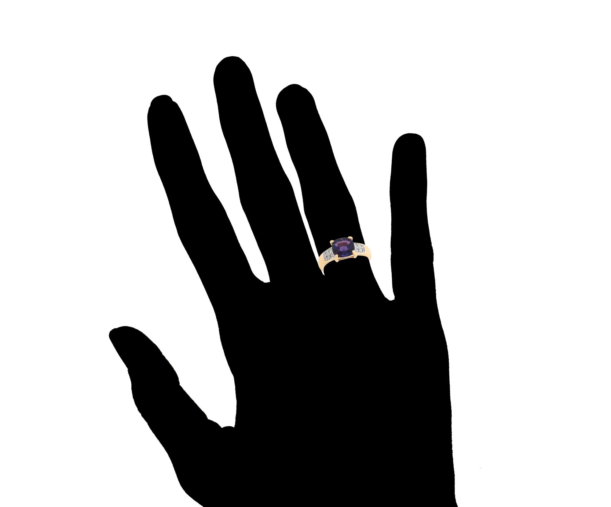 14k Real Two Tone Gold Amethyst Diamond Accent Regal Ladies Ring