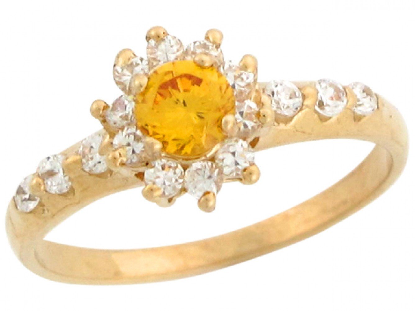 10k Gold Yellow & White CZ Beautiful Ladies Simulated November Birthstone Ring