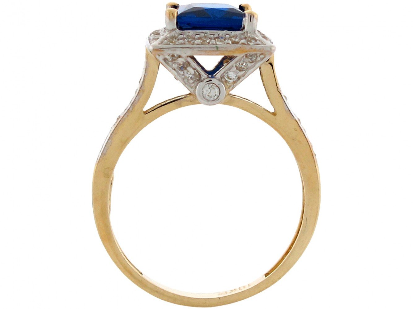 10k Two Tone Gold Simulated Sapphire White CZ September Birthstone Ladies Ring