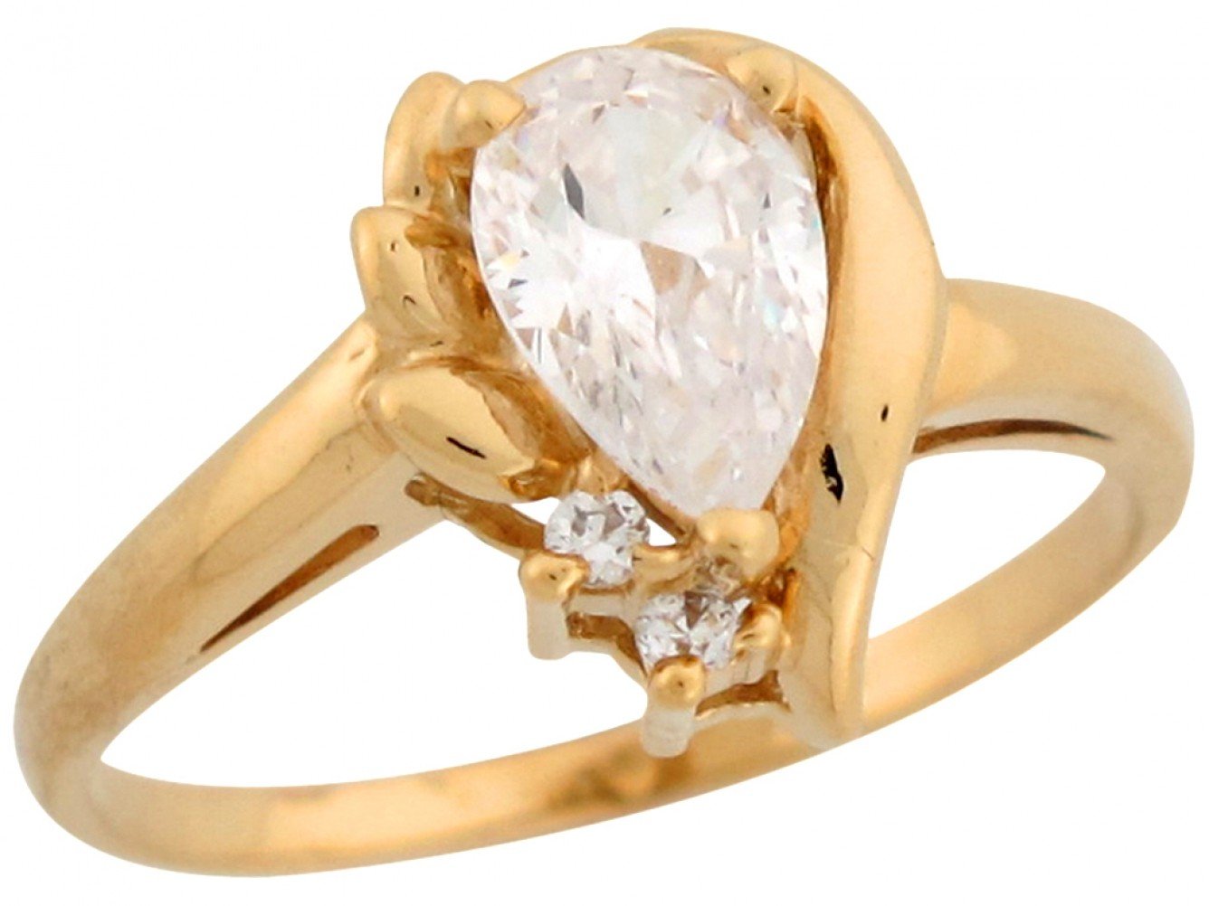 10k Yellow Gold White CZ Ladies Modern Wedding Engagement Ring