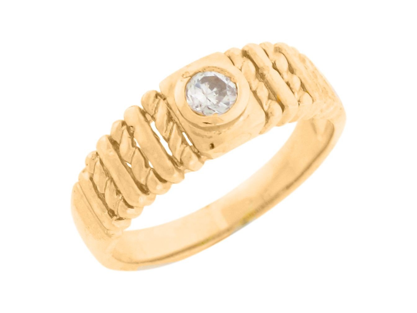 10k Yellow Gold Bezel Set Round Cut White CZ Ladies Wedding Band Ring