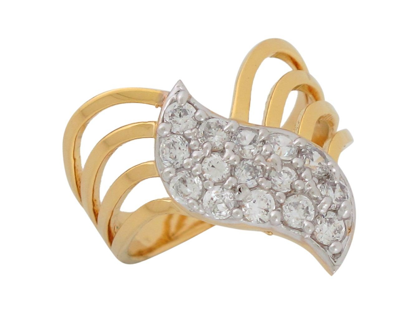 10k Two Tone Gold White CZ Abstract Cluster Modern Waves Ladies Ring