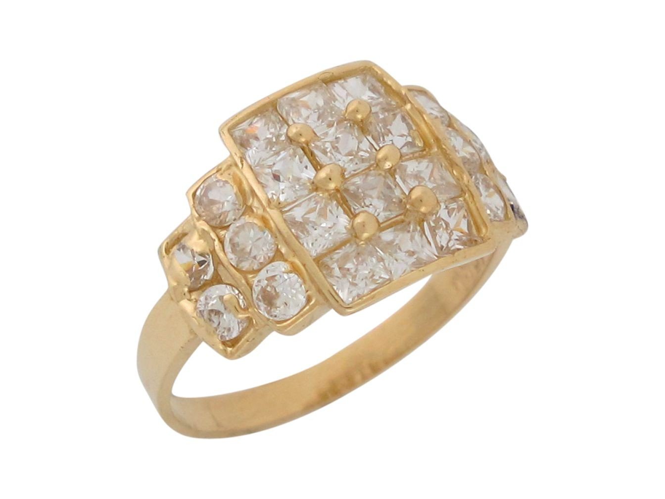 10k Yellow Gold White CZ Sparkling Modern Ladies Wedding Anniversary Ring