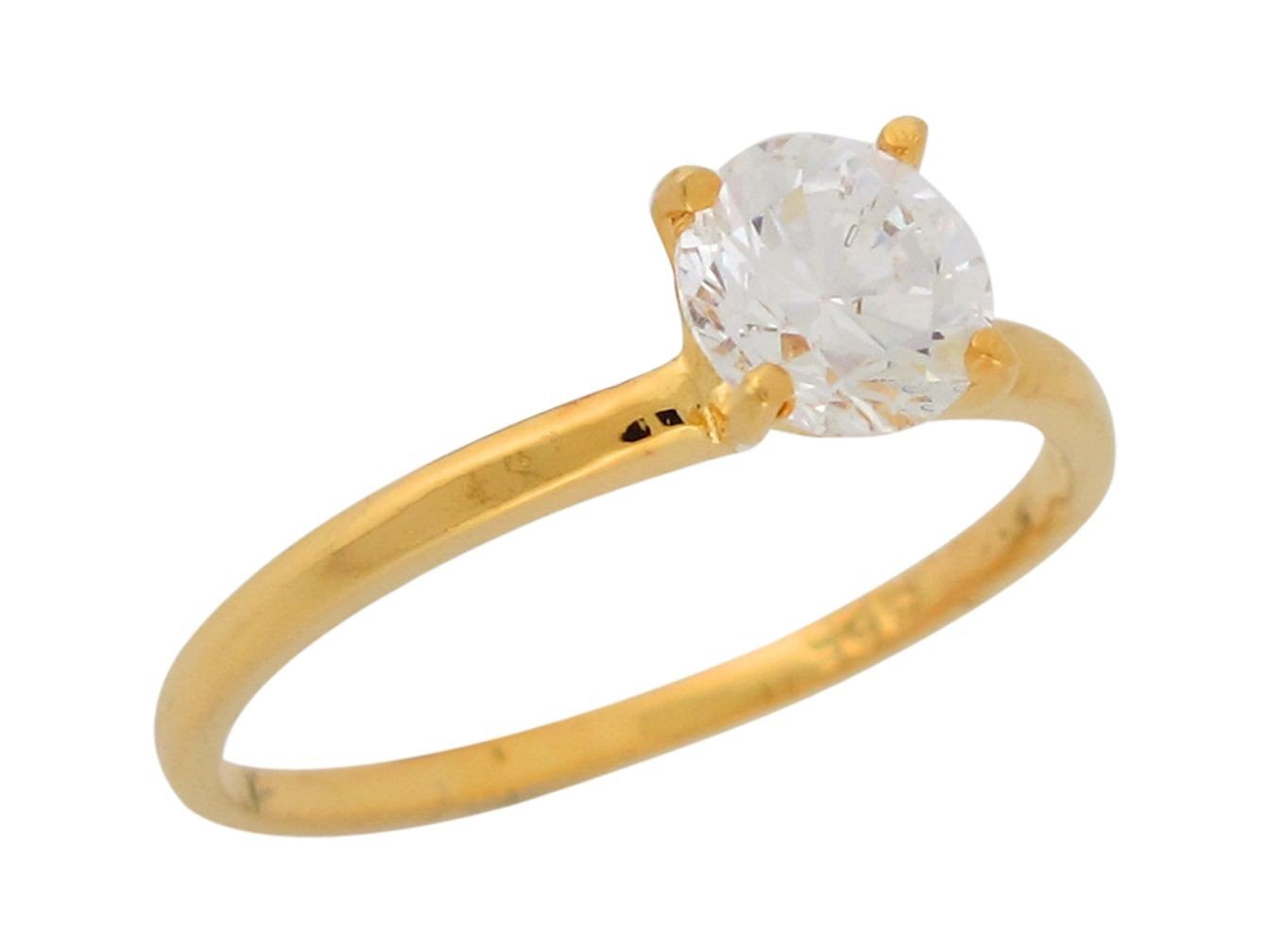 10k Yellow Gold White CZ Ladies Wedding Promise Engagement Ring