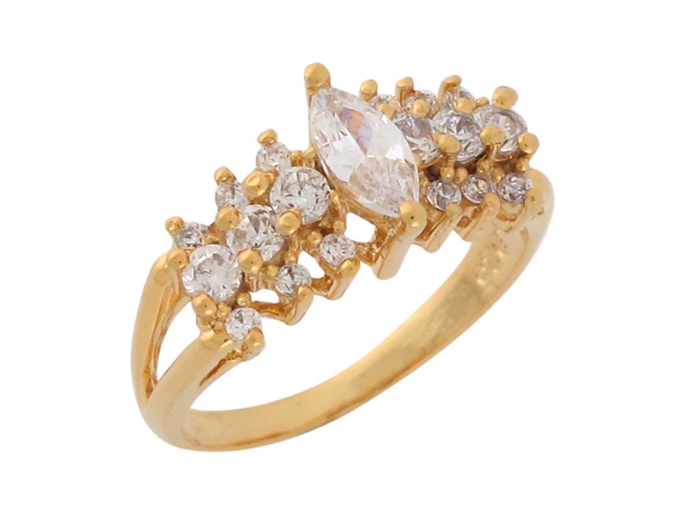 10k Yellow Gold White CZ Ladies Sparkling Wedding Engagement Anniversary Ring