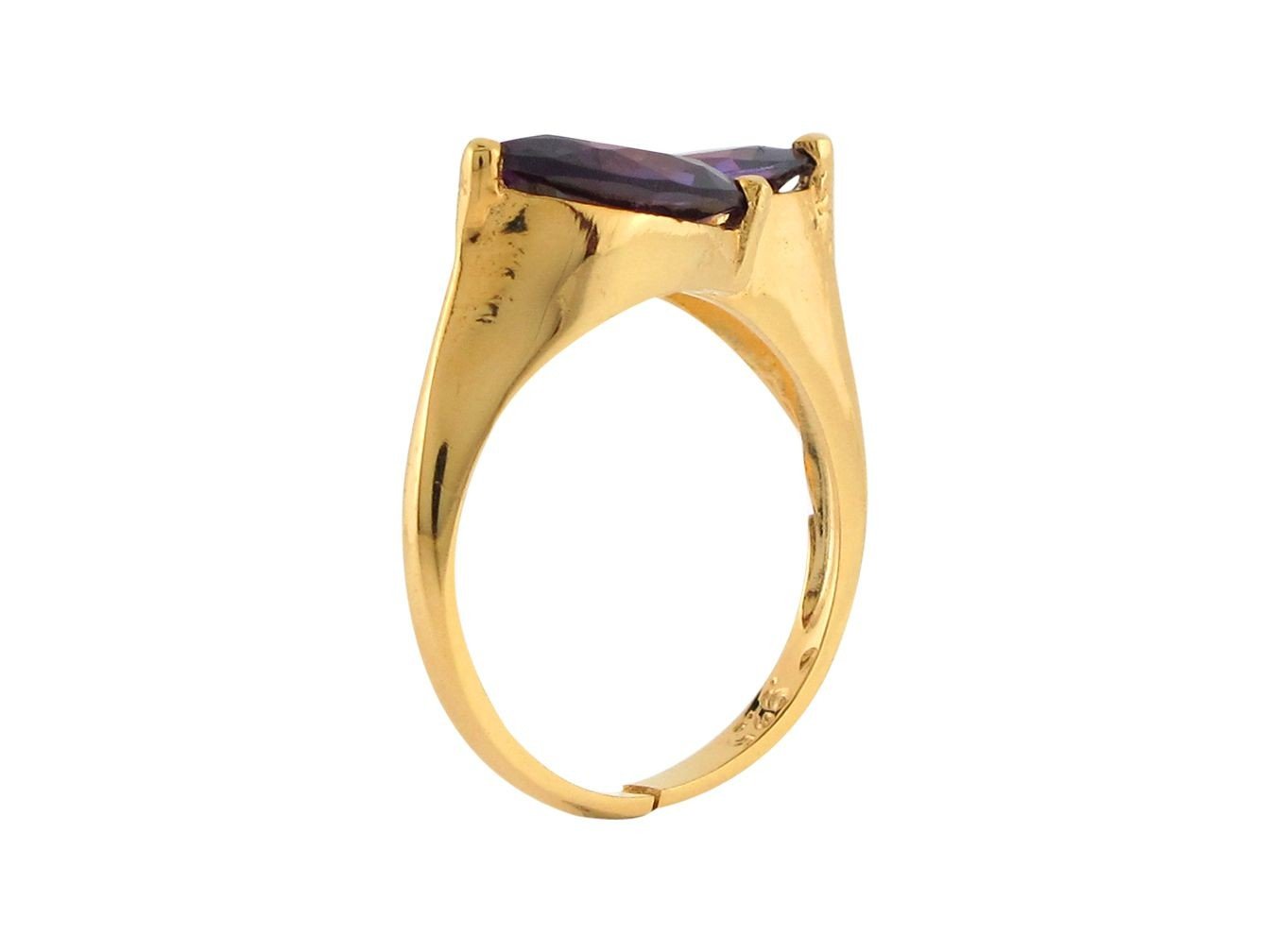 10k Yellow Gold Marquise Cut Simulated Amethyst Fancy Chic Ladies Ring