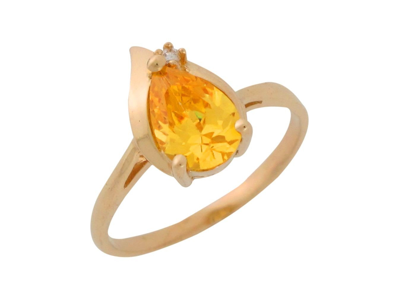 10k Yellow Gold Simulated Yellow Topaz Ladies Teardrop Style November Birth Ring