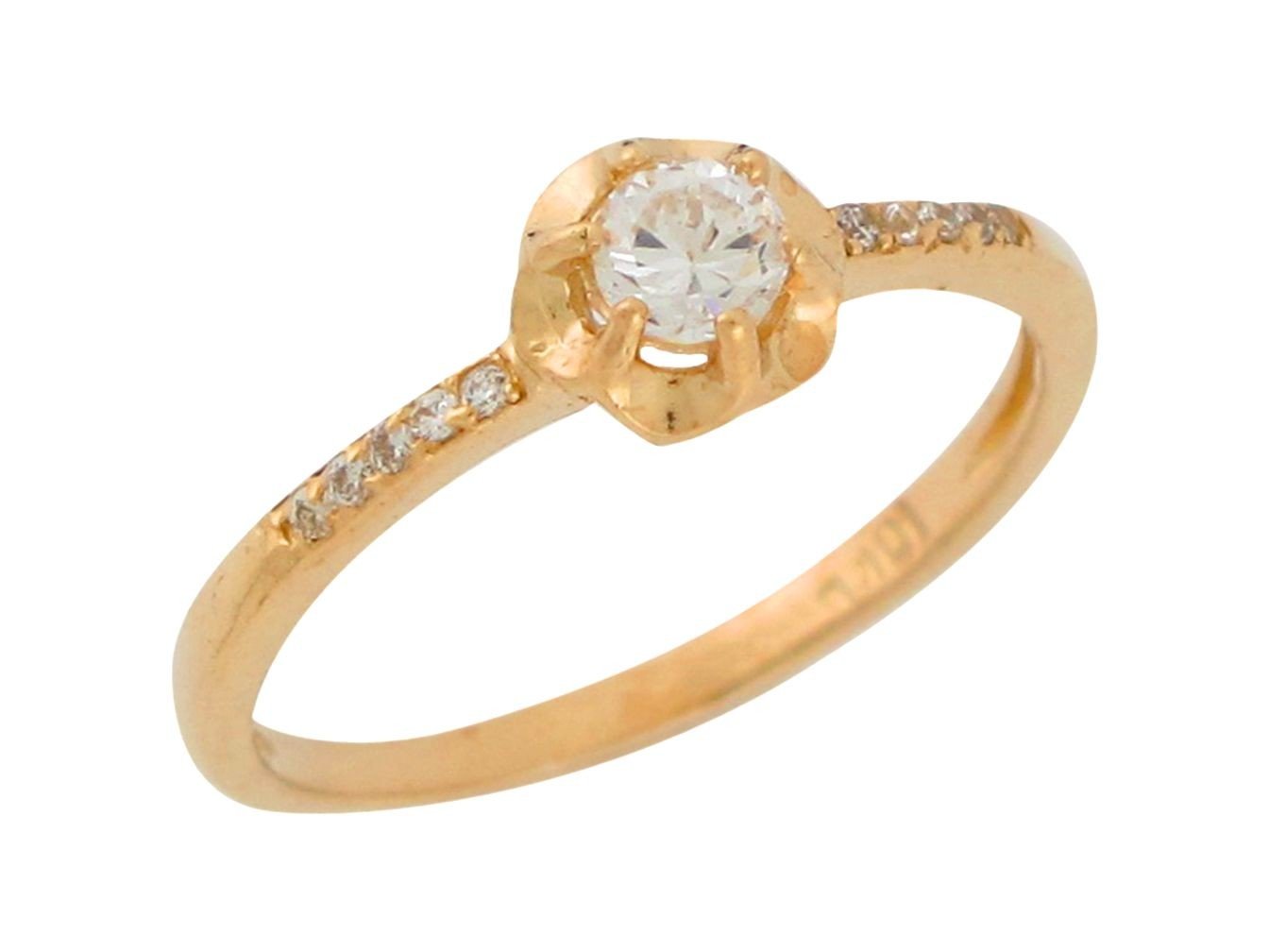 10k Yellow Gold Brilliant White CZ Ladies Gorgeous Thin Band Engagement Ring 