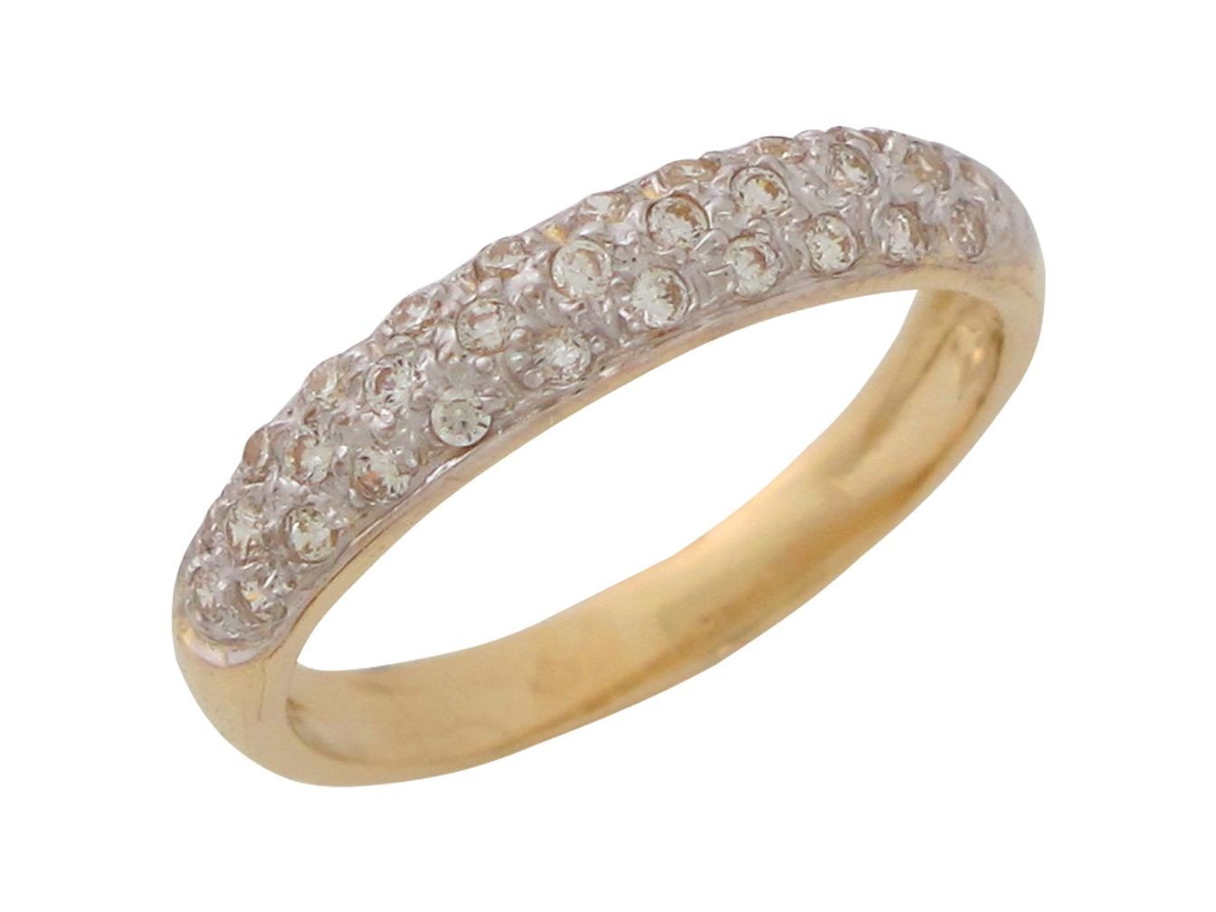 10k Two-Tone Gold Brilliant Pave Set White CZ Ladies High Polish Wedding Band