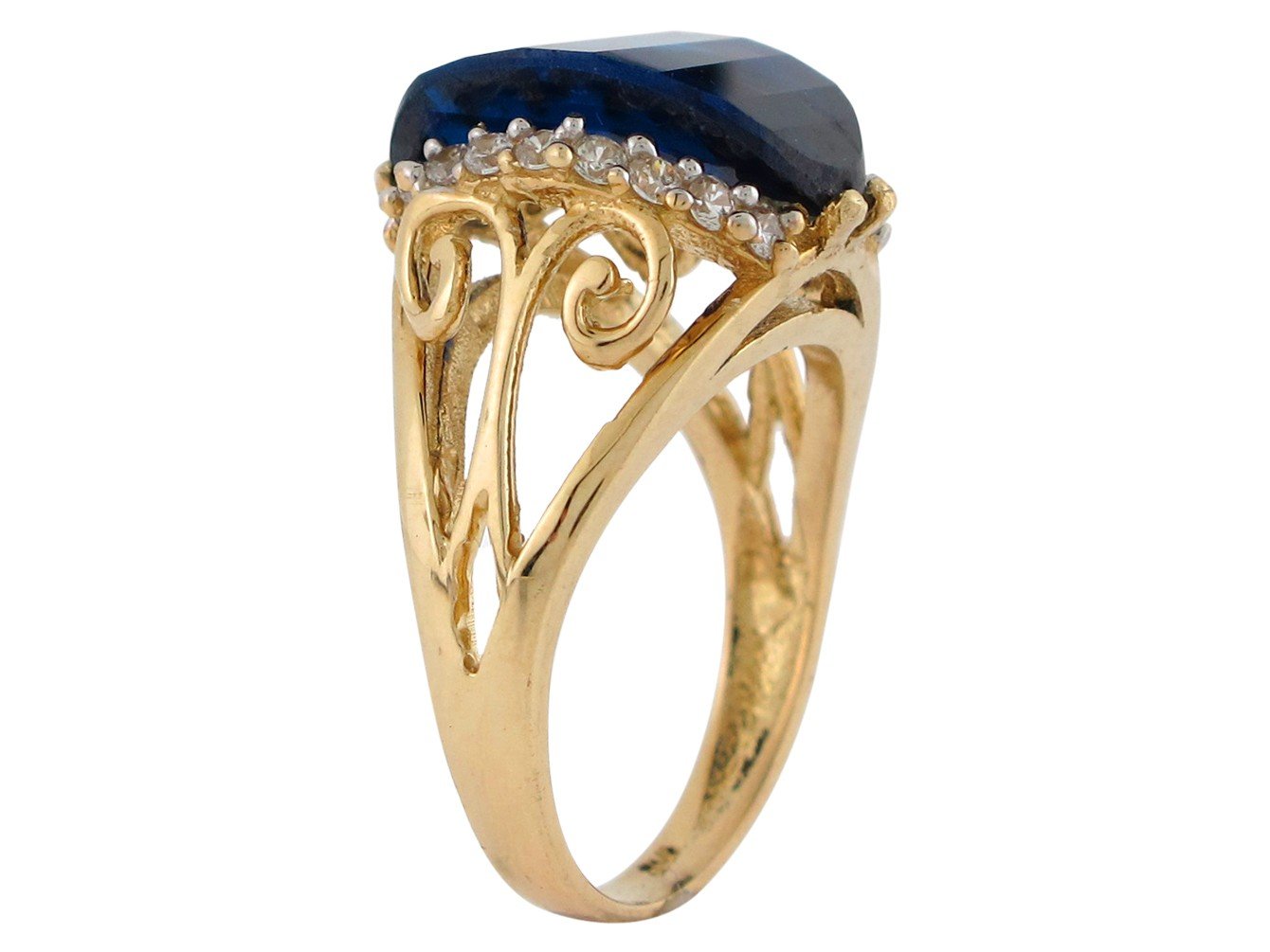 10k Two-Tone Gold Simulated Sapphire and White CZ Ladies September Birth Ring