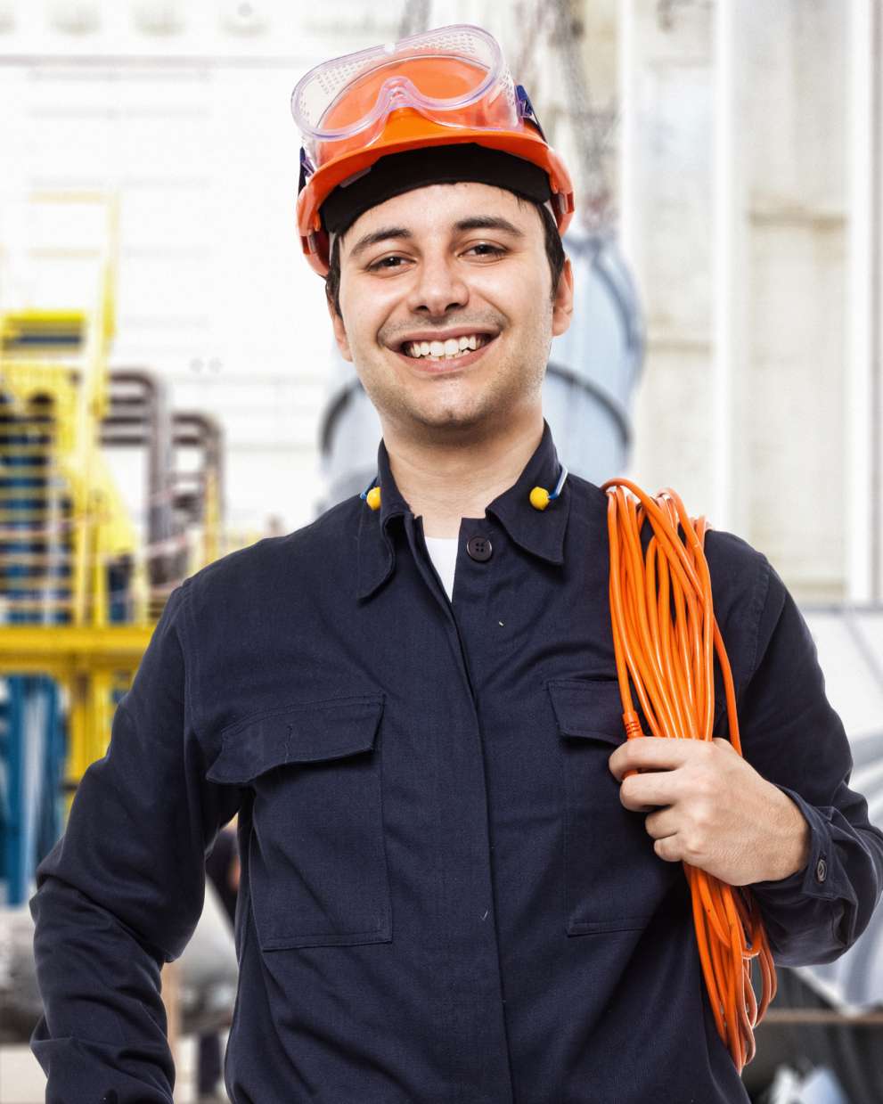 Careers Page Sign, Billboard, and Display Background Image A Sign, Billboard, and Display worker installs a sign in a hallway
