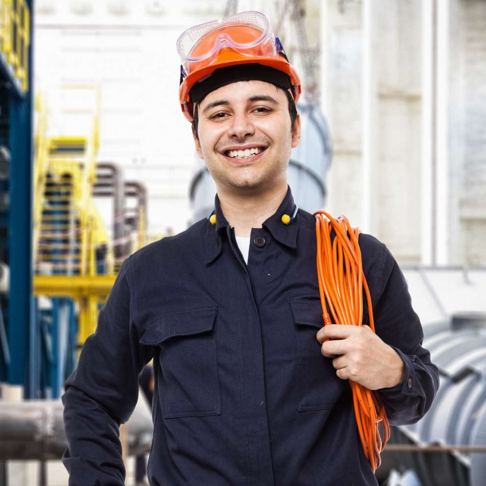 Careers Page Sign, Billboard, and Display Background Image A Sign, Billboard, and Display worker installs a sign in a hallway