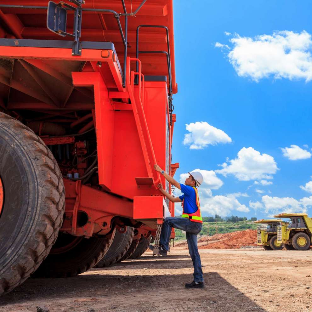 Advanced Heavy Truck Driving career image Driver climbs into large truck