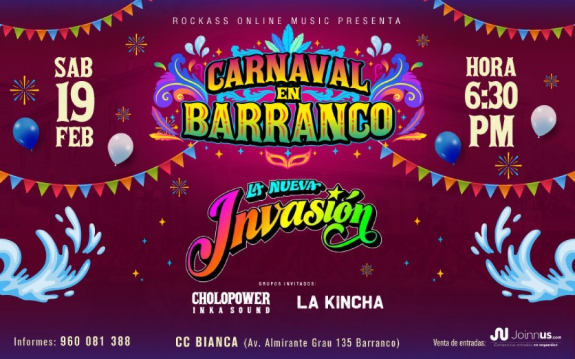 Carnaval en Barranco con La Nueva Invasión Joinnus